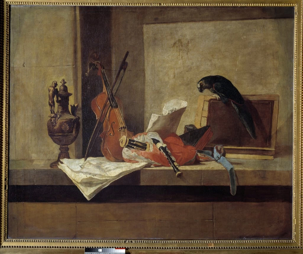 Jean Siméon Chardin - 126, Strumenti musicali e pappagallo
